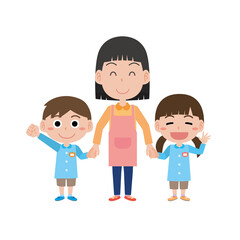 Obraz premium 幼稚園児と先生