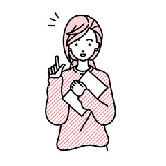 立って書類を手に持って何かひらめいたリモートワークの女性