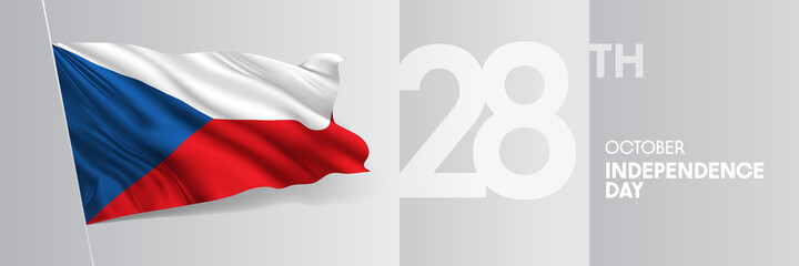 Czech Republic happy independence day greeting card, banner vector illustration