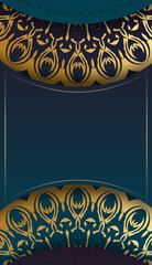 Blue gradient banner template with luxurious gold ornamentation and space for text