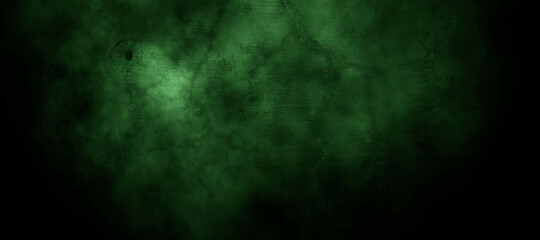 Naklejka na ściany i meble Scary dark green misty cracked wall for background