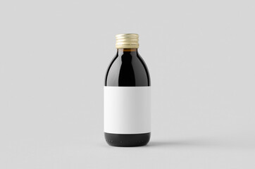 Cold brew coffee glass bottle mockup with blank label.