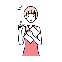 立って書類を手に持って何かひらめいたドレスの女性