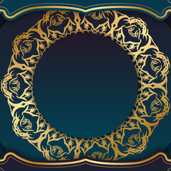 Blue gradient banner template with abstract gold pattern and place under your logo