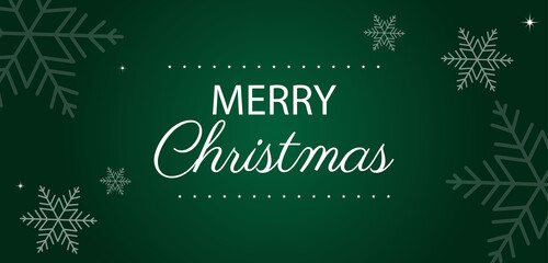 Banner Merry Christmas dark green color with star and glitter