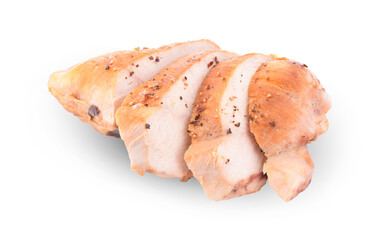 Grilled chicken breast with black pepper on a white background