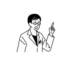 注意をしている男性医師-黒