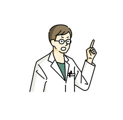 注意をしている男性医師