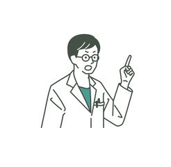 注意をしている男性医師-2色