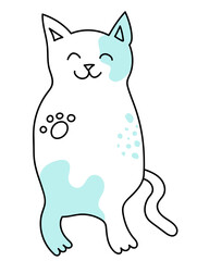 Stylized cute cat drawn in line, isolated on a white background