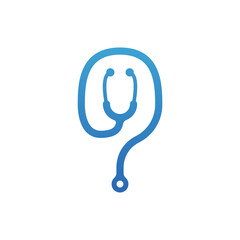 Stethoscope medical question logo template design