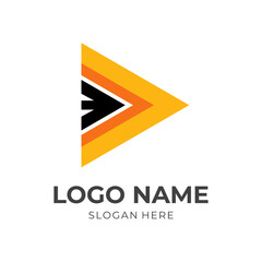 play logo design template concept vector with flat colorful style