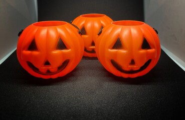  Halloween Pumpkins isolated on black background