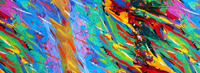 Hand drawn painting abstract art panorama background colors texture design illustration..