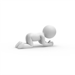 3d man crawled on his hands and knees.