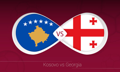 Kosovo vs Georgia in Football Competition, Group B. Versus icon on Football background.