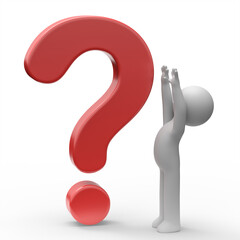 3d man with question mark.