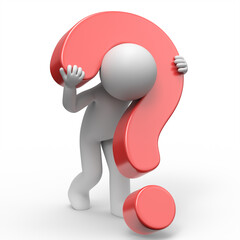 3d man with question mark.