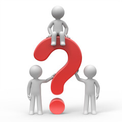 3d people with question symbol.