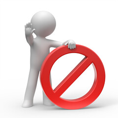 3d man with stop sign.