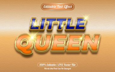 Little queen editable text effect golden themed