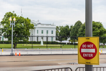 WASHINGTON DC, USA - AUGUST 14, 2021: Sign with the inscription 'DO NOT ENTER' at the White House...