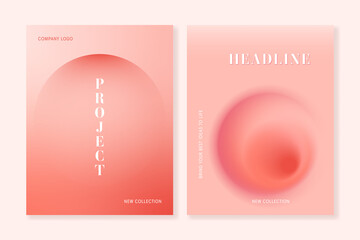Set of  cover templates with avstract gradient shapes in coral colors. For covers, posters, banners, flyers, presentations and other projects. Vector, can be used for printing. - obrazy, fototapety, plakaty
