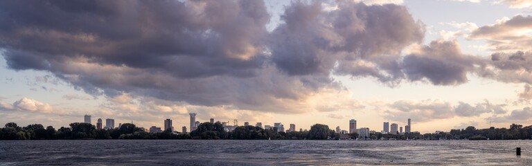 A view on the skyline of Rotterdam, the Netherlands over the "Kralingse Plas".