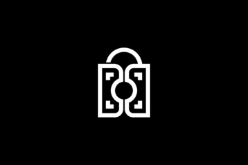 Logo with illustration of camera and bag. relevant for photography studio shops
