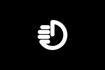 logo with the initials D or J forming a fist or clenched hand. Relevant for sports logos