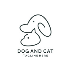 Dog and cat pet line art minimalist modern logo design
