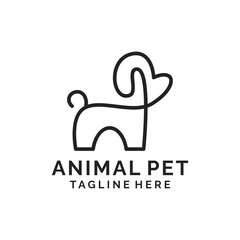 Dog pet line art minimalist logo design