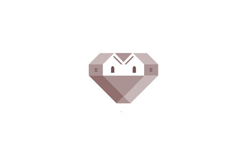 Logo for residential buildings, contractors and architecture with illustrations of jewels and houses