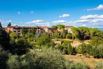 Fototapeta na wymiar Landscape from little ancient town of San Gimignano, Tuscany