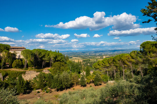 Landscape from little ancient town of San Gimignano, Tuscany