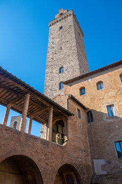 The courtyard of the main tower in San Gimignano, Tuscany