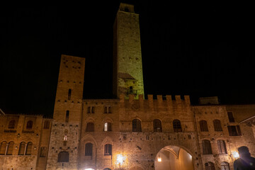 Little ancient town of San Gimignano, Tuscany, at night