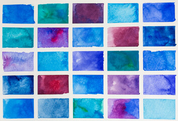 abstract watercolor background with rectangles in blue, green and purple - 460637340