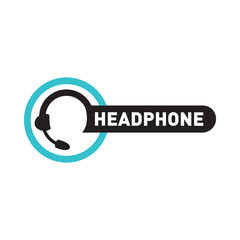 Vector logo of the headphones, music store