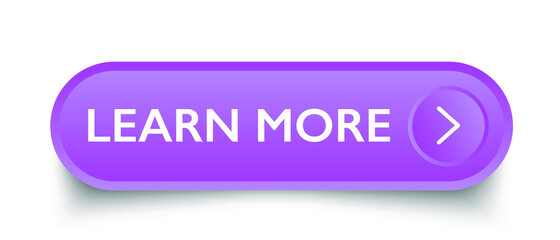 Learn more web site button isolated on gray background. Trendy learn more button for web site, label, banner, sticker, design template, icon and logo. Business concept, vector illustration