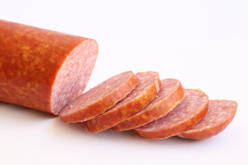 Salami - a type of hard-cured sausage made from fermented and air-dried meat