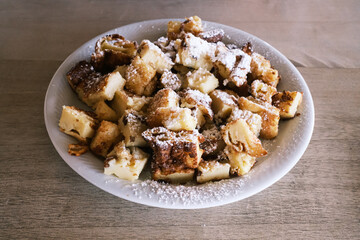 sweet cut-up pancake with raisins Kaiserschmarrn