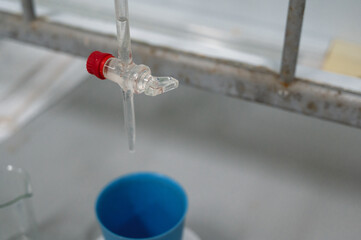 Chemical laboratory, glass faucet