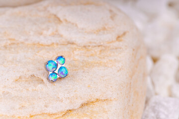Beautiful piercing jewelry. Macro shot. Selective focus.