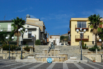 Caltabellotta square on a sunny day, Agrigento, Sicily, Italy - obrazy, fototapety, plakaty