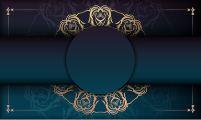 Blue gradient banner with Greek gold ornaments and a place for your logo