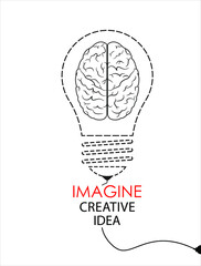 Brain and light bulb logo vector illustration isolated on white background. 