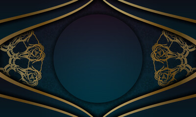 Blue gradient banner with greek gold ornament for design under your logo