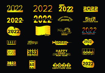 Naklejka premium 2022 Happy New Year Text Logo Design Bundle