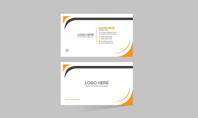 orange colored double sided vector business card design for any kind of use